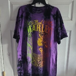 Purple And Black Tie-Dye Bob Marley T-Shirt, Short Sleeves, Mens XL, New
